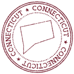 Red Connecticut Round Rubber Stamp Sticker