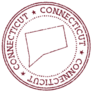 Red Connecticut Round Rubber Stamp Sticker