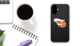 Red Cooked Prawn Or Tiger Shrimp Sticker on a Phone (New) example