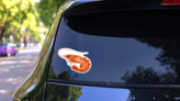 Red Cooked Prawn Or Tiger Shrimp Sticker on a Rear Car Window (New) example
