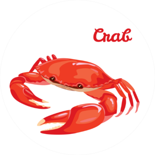 Red Crab Illustration With Lettering Sticker