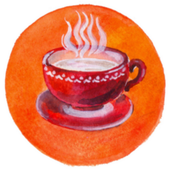 Red Cup Of Tea Painted Circle Sticker