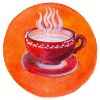 Red Cup Of Tea Painted Circle Sticker