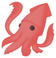 Red Cute Squid Sticker