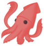 Red Cute Squid Sticker
