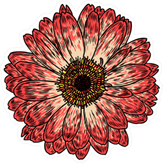 Red Daisy Sticker