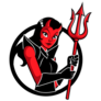 Red Devil Girl With Pitchfork Sticker
