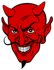 Red Devil Satan Or Lucifer Demon Cartoon Face Sticker