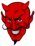 Red Devil Satan Or Lucifer Demon Cartoon Face Sticker