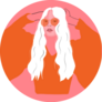 Red Dressed 70 S Style Woman Cool Sticker