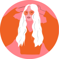 Red Dressed 70 S Style Woman Cool Sticker