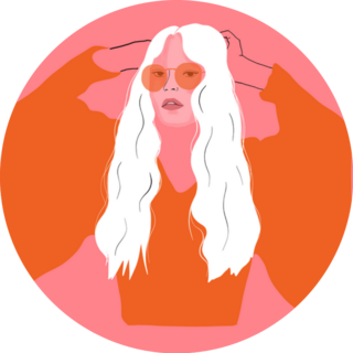 Red Dressed 70 S Style Woman Cool Sticker