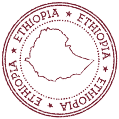 Red Ethiopia Round Sticker