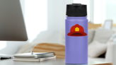 Red Fireman Helmet Icon Sticker on a Water Bottle (New) example