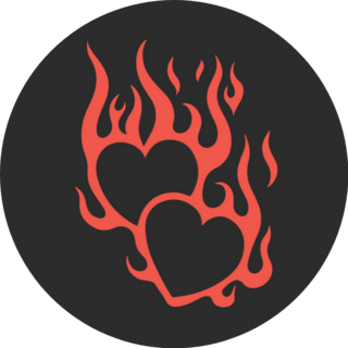 Red Flaming Love Hearts Symbol Sticker