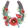 Red Floral Watercolor Horseshoe Sticker