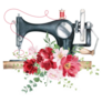 Red Florals Sewing Machine Sticker