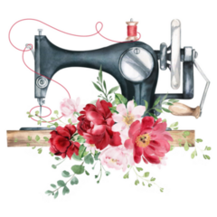 Red Florals Sewing Machine Sticker