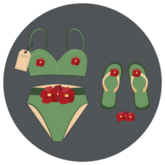 Red Flowers Swimwear Flip Flops Sticker