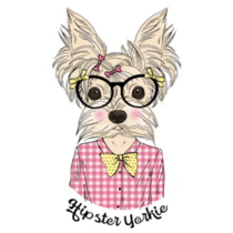 Red Gingham Yorkie Sticker