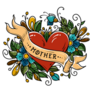 Red Heart Mother Ribbon Tattoo Sticker