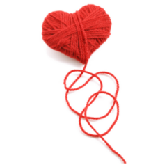 Red Heart Shape Made From Wool Knitting Sticker