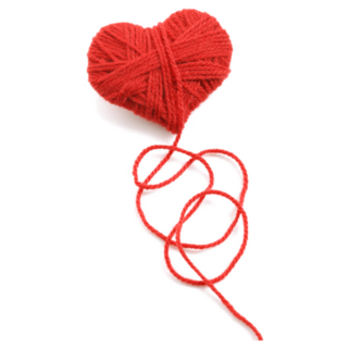 Red Heart Shape Made From Wool Knitting Sticker