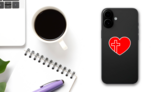 Red Heart With Christian Cross Sticker on a Phone (New) example