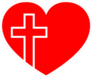 Red Heart With Christian Cross Sticker