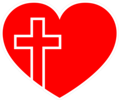 Red Heart With Christian Cross Sticker