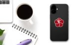Red Hibiscus Flower Icon Sticker on a Phone (New) example