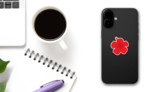 Red Hibiscus Flower Illustration Sticker on a Phone (New) example