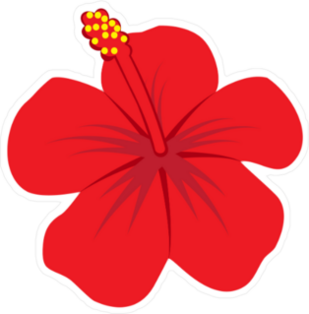 Red Hibiscus Flower Illustration Sticker