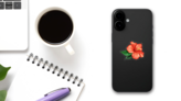 Red Hibiscus Flower Sticker on a Phone (New) example