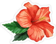 Red Hibiscus Flower Sticker