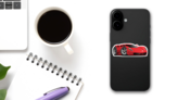 Red Hot European Style Sports Car Sticker on a Phone (New) example