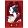 Red Illustration Aries Woman And Sheep Zodiac Sticker