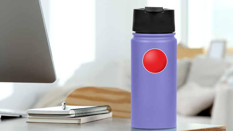 Red Kickball Dodgeball Ball Illustration Icon Sticker on a Water Bottle (New) example