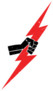 Red Lightning Bolt In A Fist Sticker