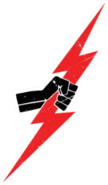 Red Lightning Bolt In A Fist Sticker