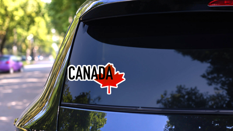 Red Maple Leaf And House Canada Sticker on a Rear Car Window (New) example