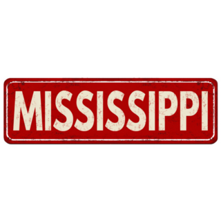 Red Mississippi Metal Sign Sticker