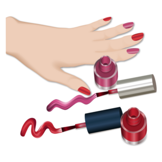Red Nail Polish Open Bottles And Hand Sticker