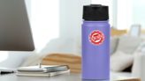 Red New Mexico America Original Stamp Sticker on a Water Bottle (New) example