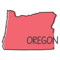 Red Outline Of Oregon Map Lettering Sticker