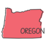 Red Outline Of Oregon Map Lettering Sticker