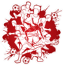 Red Paint Splatter Soccer Composition Sticker