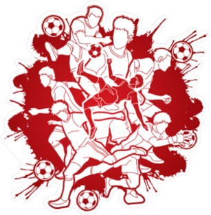 Red Paint Splatter Soccer Composition Sticker