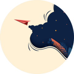 Red Paper Airplane Flying Illusion Background Sticker