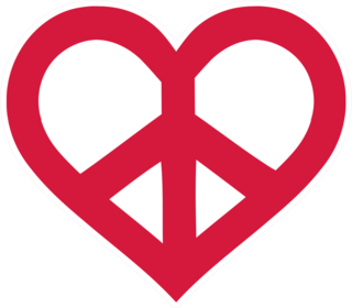 Red Peace Sign Heart Sticker